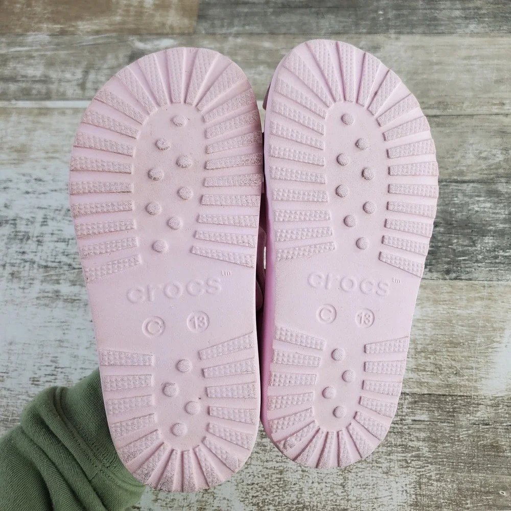 Crocs Classic Fisherman Kids Flat Sandals Sz C13 13 Pink Adjustable Heel Strap